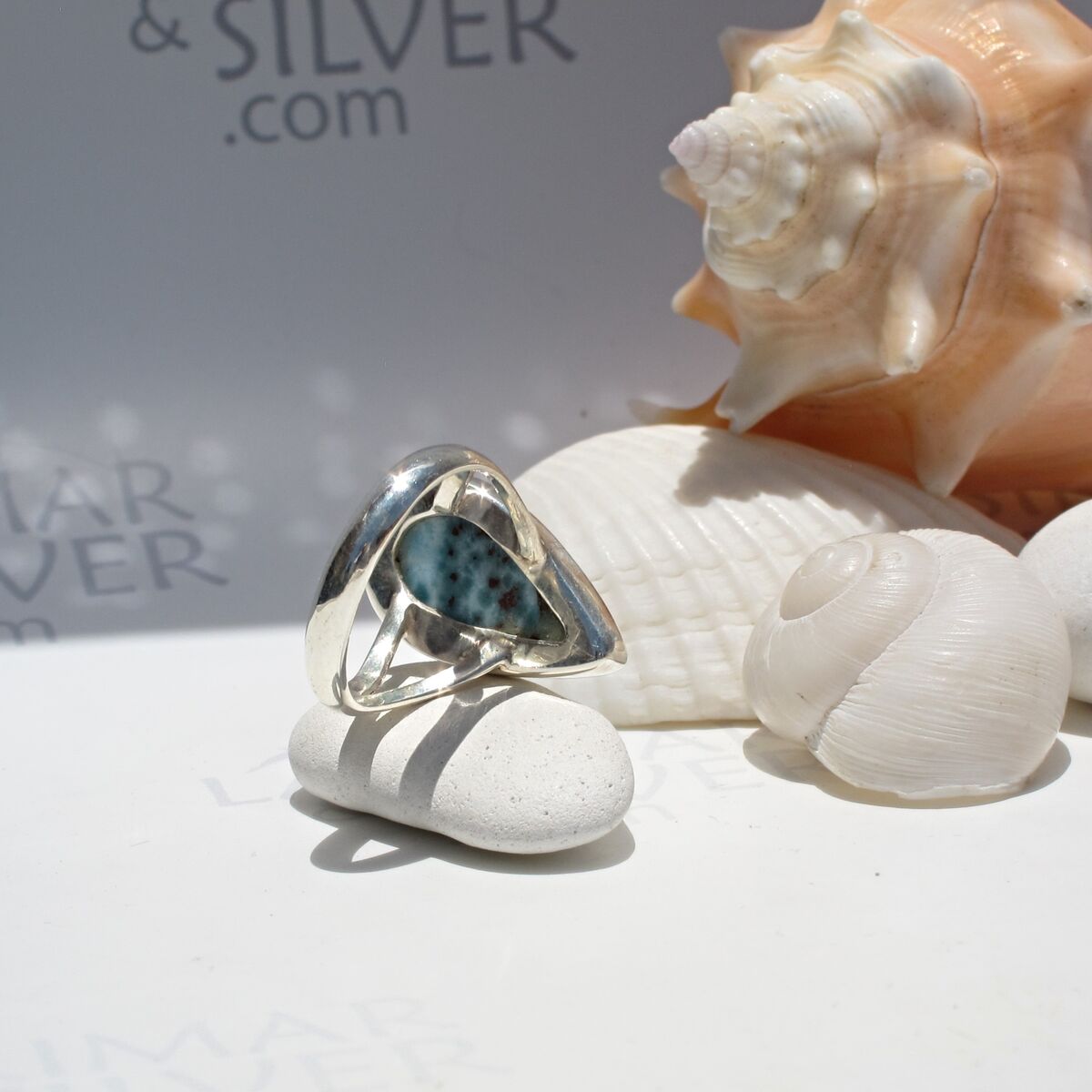 Relaxing Caribbean turquoise Larimar ring size 7, Beach Girl - ET3473 - product images  of 