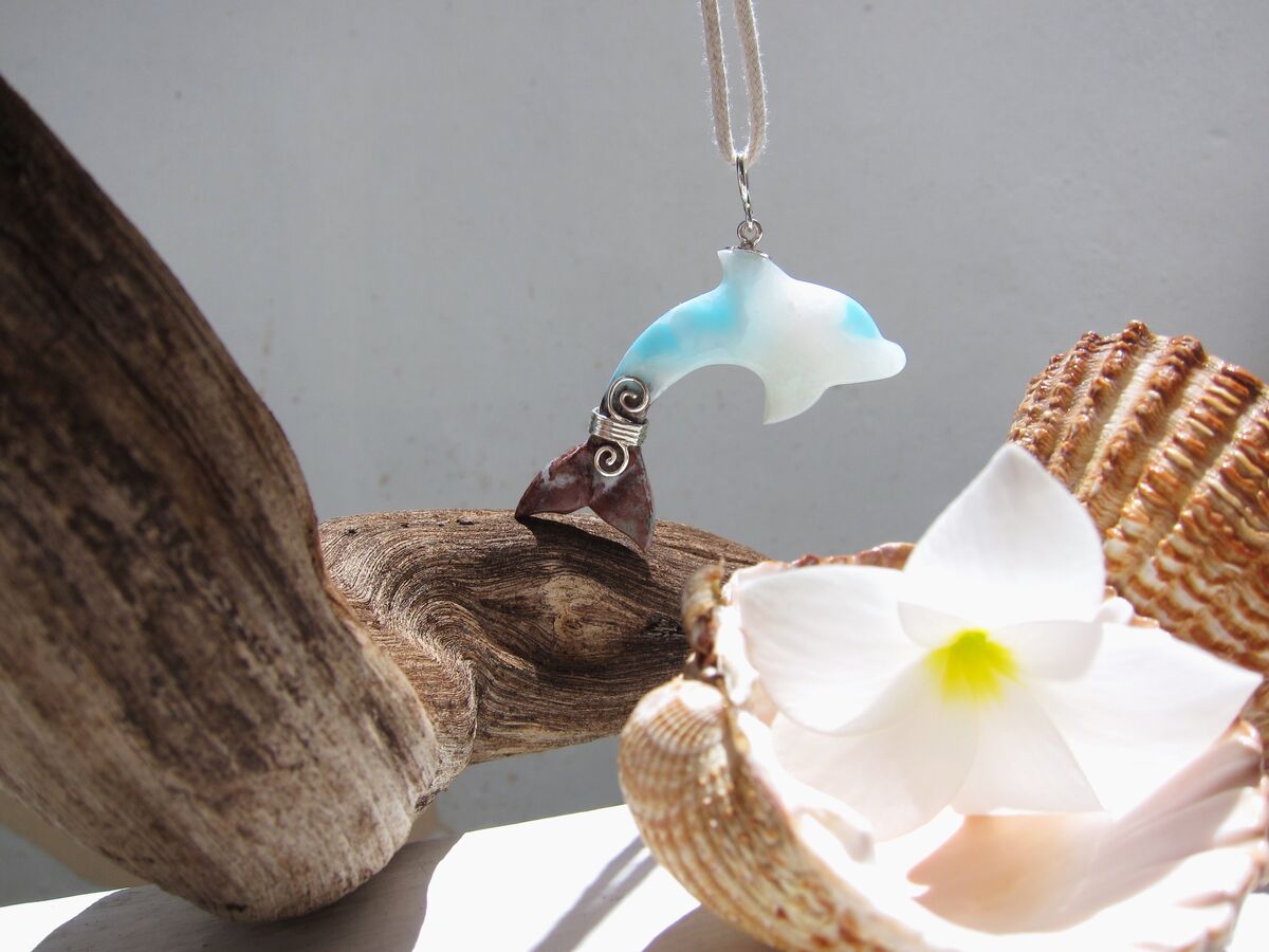 Multi-colors Larimar dolphin pendant , Reef Jumper - ET3706 - product images  of 