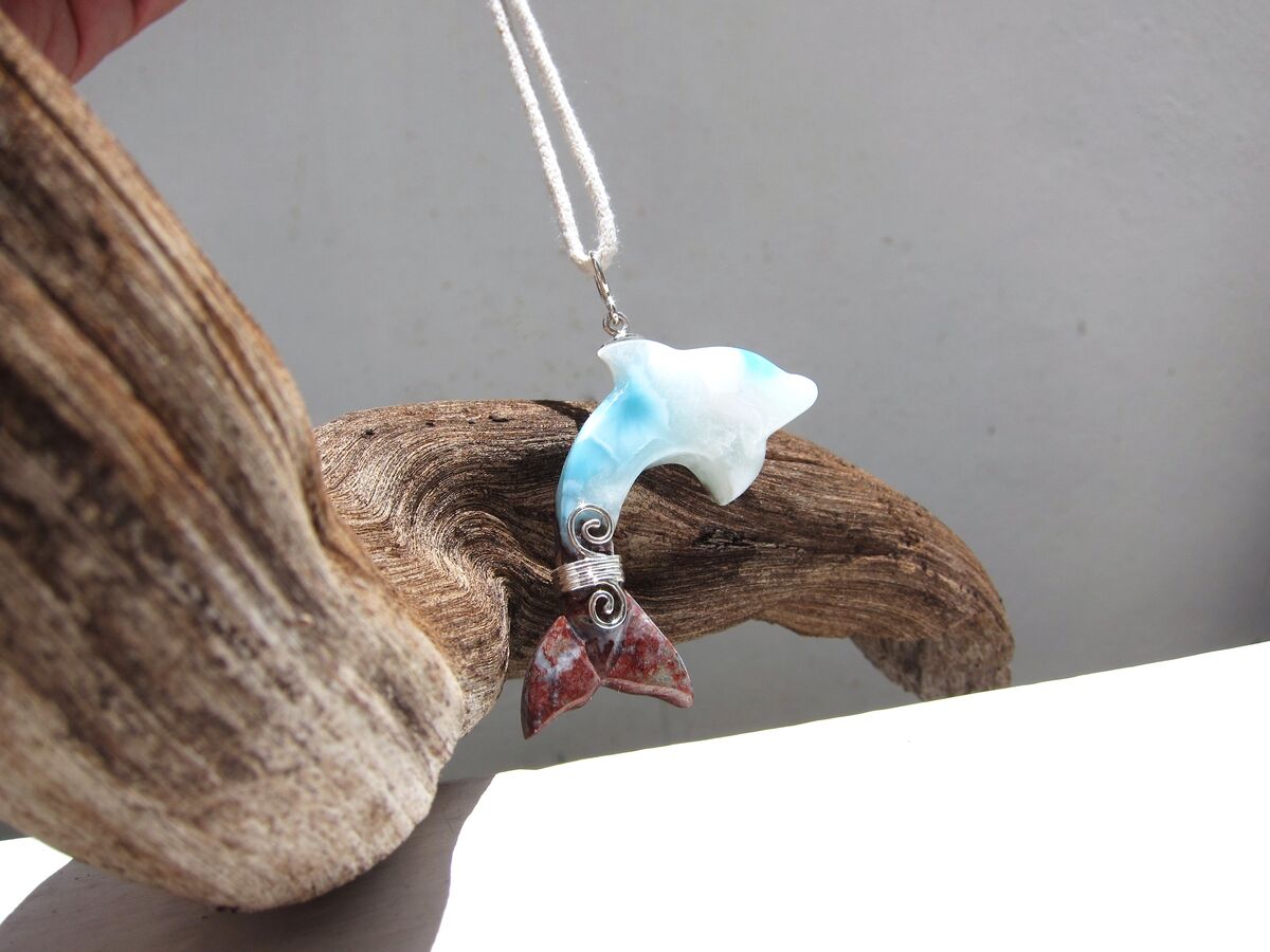 Multi-colors Larimar dolphin pendant , Reef Jumper - ET3706 - product images  of 
