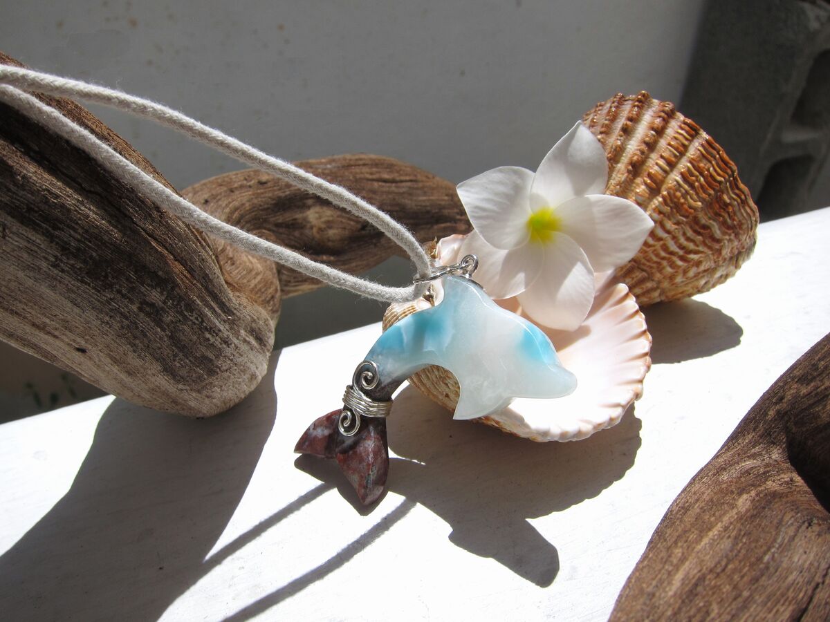Multi-colors Larimar dolphin pendant , Reef Jumper - ET3706 - product images  of 