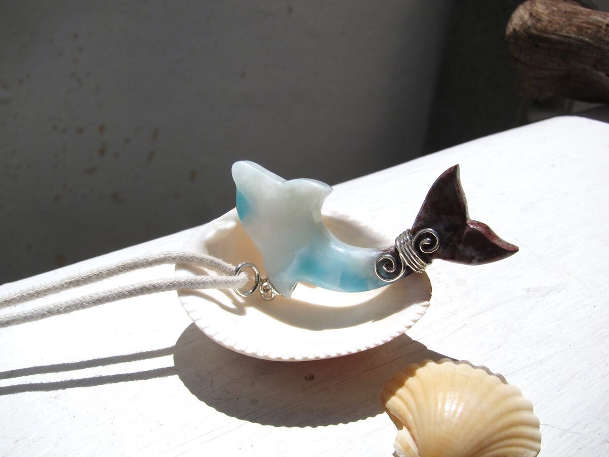 Multi-colors Larimar dolphin pendant , Reef Jumper - ET3706 - product images  of 