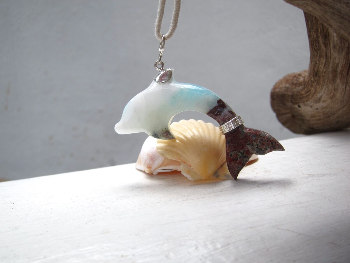 Multi-colors Larimar dolphin pendant , Reef Jumper - ET3706 - product images  of 