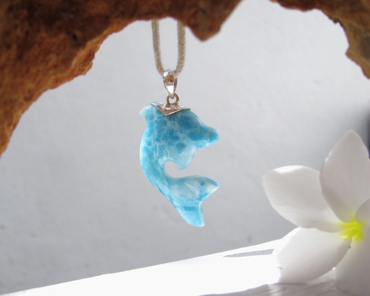 Turtleback Larimar dolphin pendant, Dolphin Little 3 - ET3710 - product images  of 