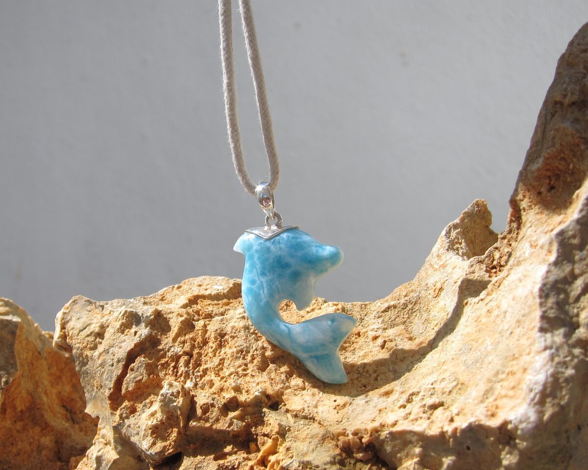 Turtleback Larimar dolphin pendant, Dolphin Little 3 - ET3710 - product images  of 