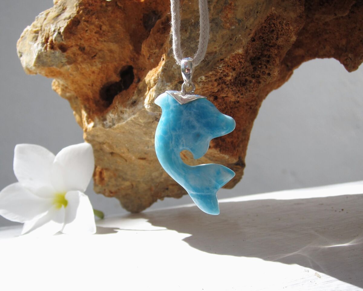 Turtleback Larimar dolphin pendant, Dolphin Little 3 - ET3710 - product images  of 