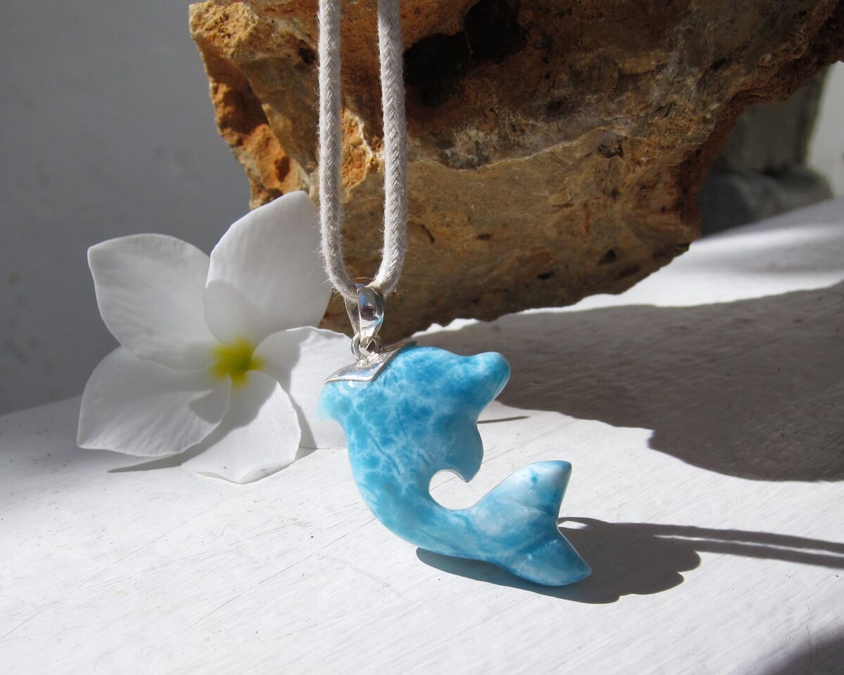 Turtleback Larimar dolphin pendant, Dolphin Little 3 - ET3710 - product images  of 