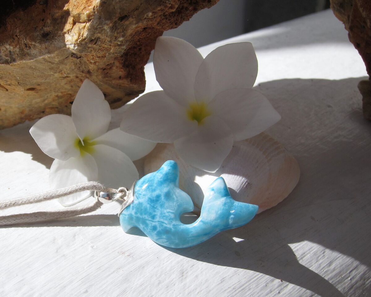 Turtleback Larimar dolphin pendant, Dolphin Little 3 - ET3710 - product images  of 