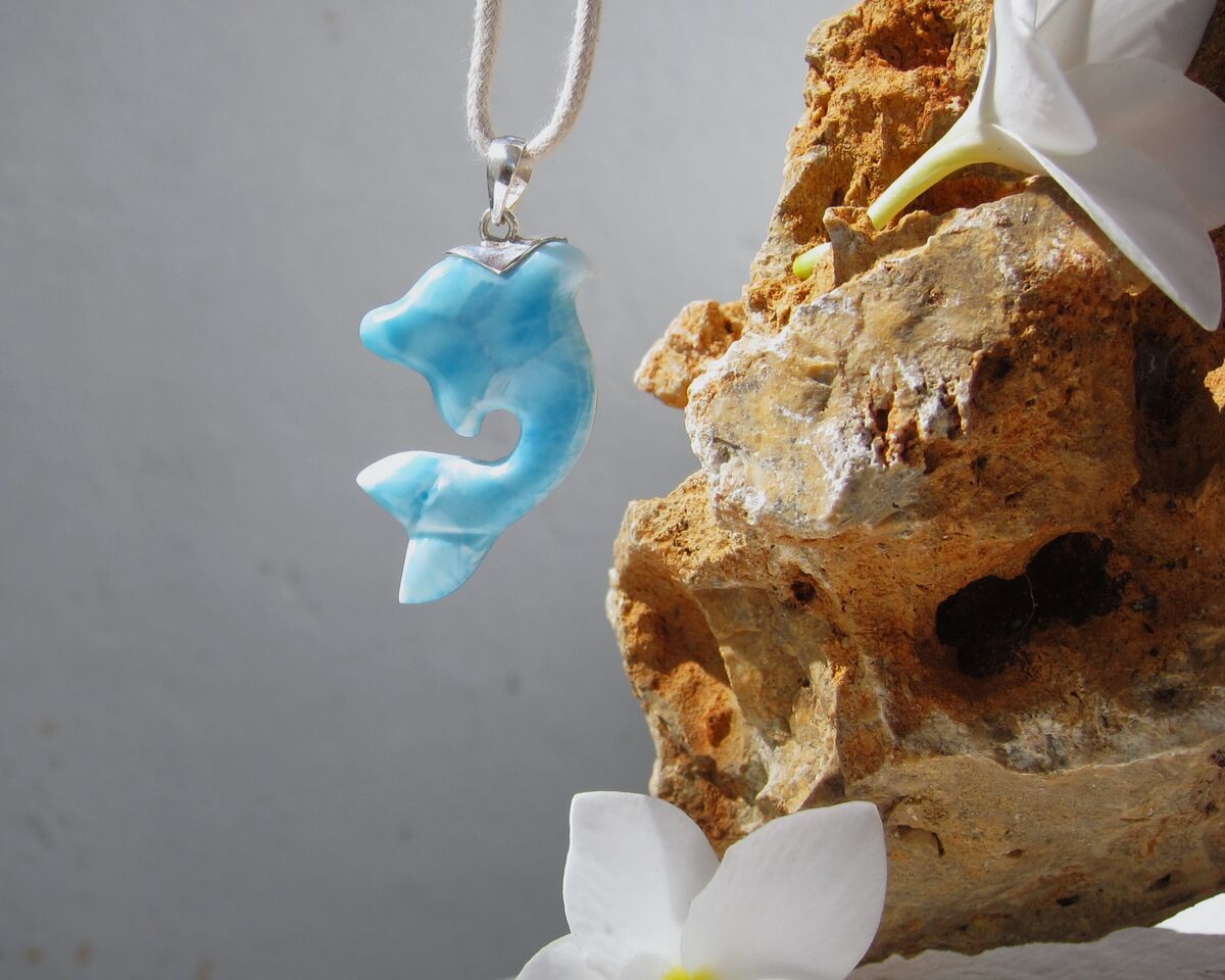 Turtleback Larimar dolphin pendant, Dolphin Little 3 - ET3710 - product images  of 