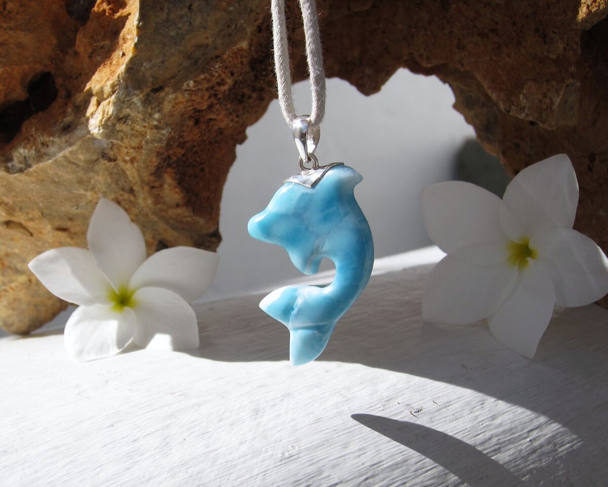 Turtleback Larimar dolphin pendant, Dolphin Little 3 - ET3710 - product images  of 