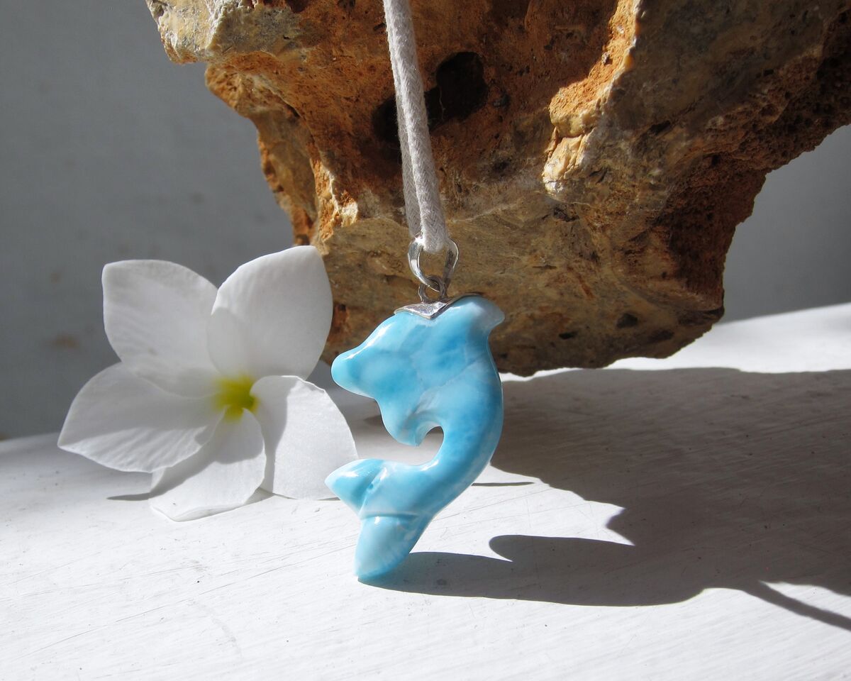 Turtleback Larimar dolphin pendant, Dolphin Little 3 - ET3710 - product images  of 