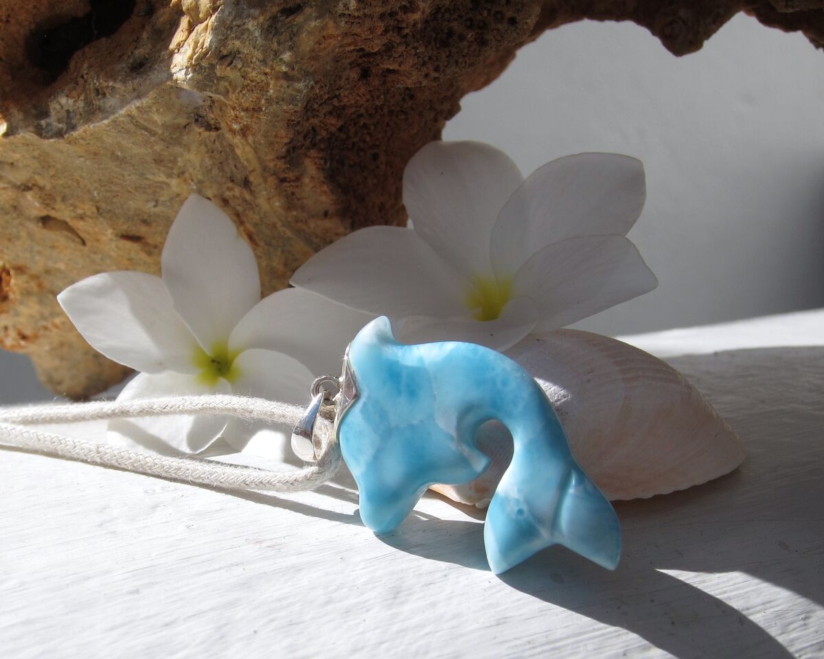 Turtleback Larimar dolphin pendant, Dolphin Little 3 - ET3710 - product images  of 