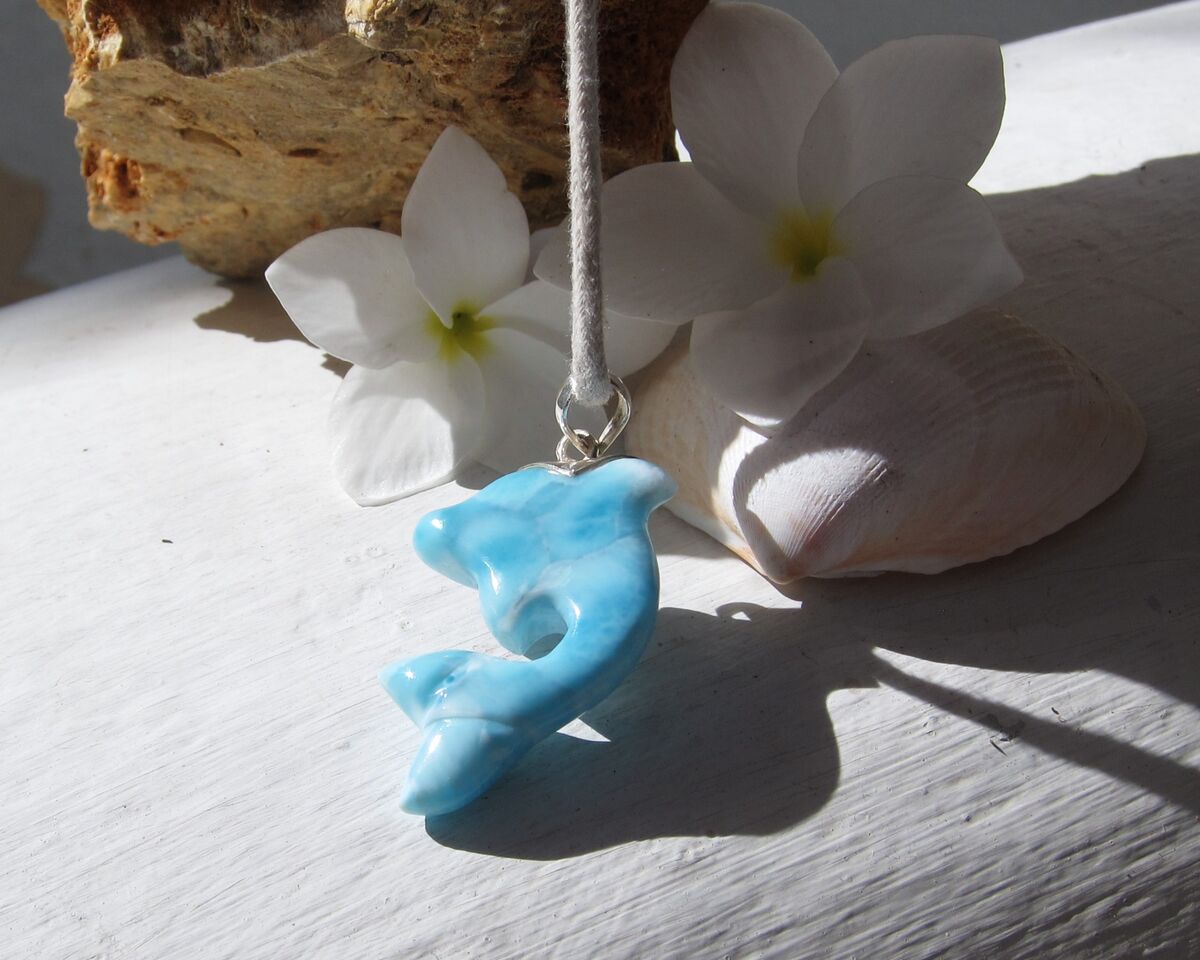 Turtleback Larimar dolphin pendant, Dolphin Little 3 - ET3710 - product images  of 