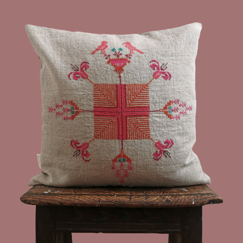 Two Birds in the Garden/ عصفورين في البستان - Palestinian embroidery - by “Women in Hebron” - Limited edition - product images  of 