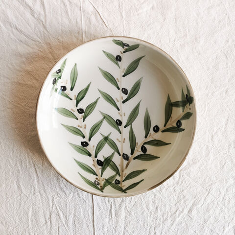 Zaytoun,shallow,bowl,-,Nisf,Jubeil,Ceramics,Bowl, Mug, cup, ceramic mug, Arabic coffee cups, espresso cups, nisf Jubeil, Nisf Jbeil, نصف جبيل, فناجين قهوة سادة, made in Palestine, hand made ceramics, elbustan palestinian shop, palestinian products, palestinian business, 