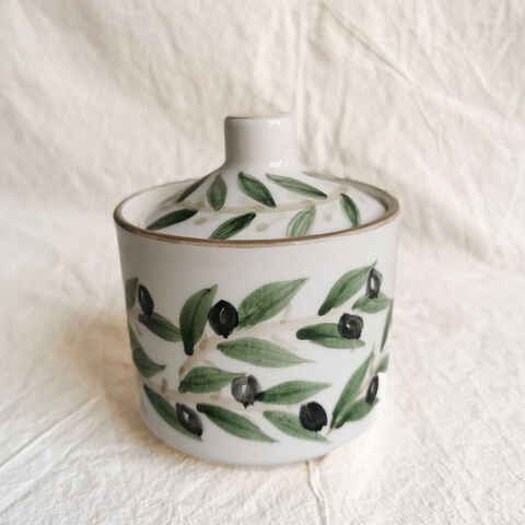 Zaytoun,sugar,jar,-,Nisf,Jubeil,Ceramics,Bowl, Mug, cup, ceramic mug, Arabic coffee cups, espresso cups, nisf Jubeil, Nisf Jbeil, نصف جبيل, فناجين قهوة سادة, made in Palestine, hand made ceramics, elbustan palestinian shop, palestinian products, palestinian business, 