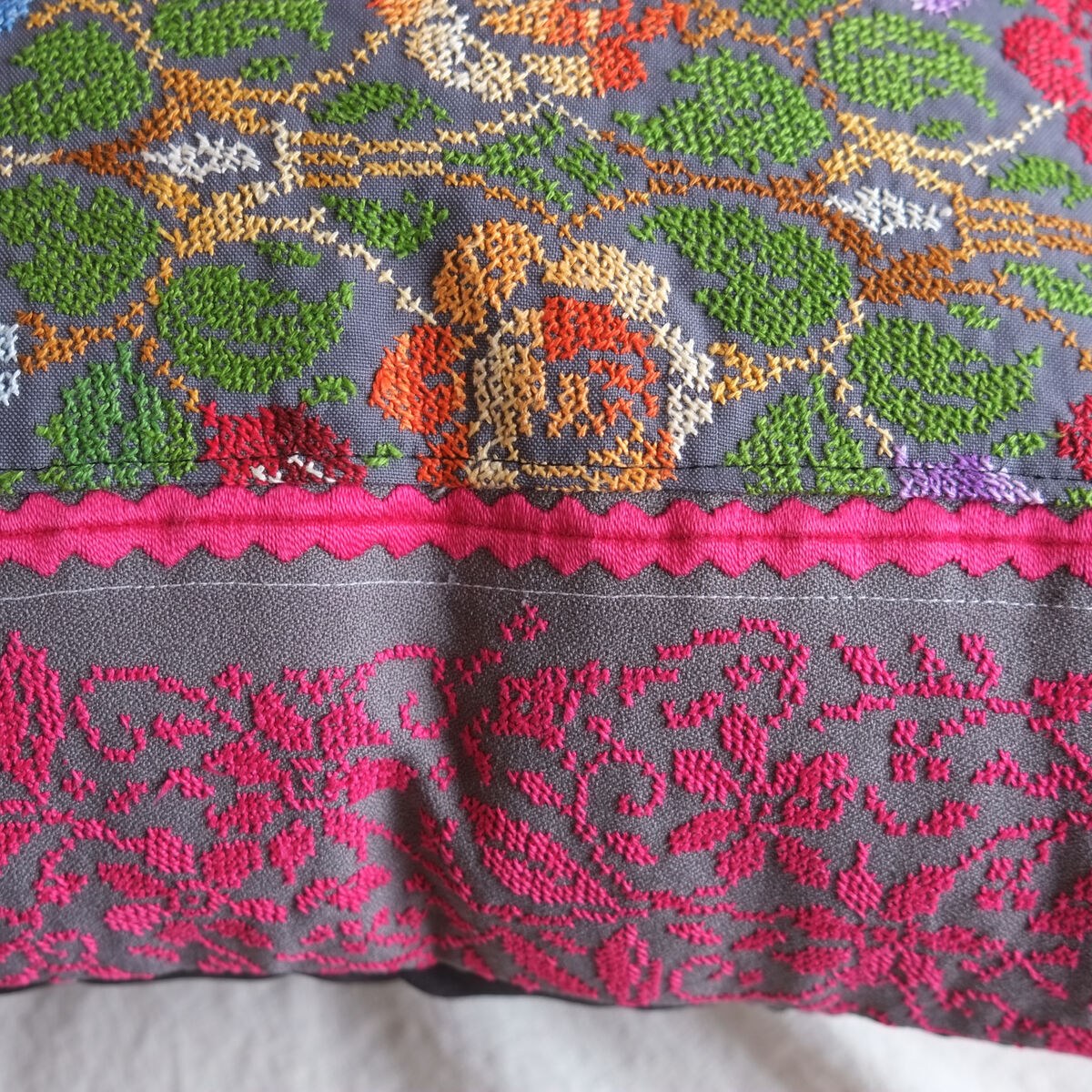 Upcycled hand embroidered cushion cover - Made in Ramallah - Palestine - product images  of 