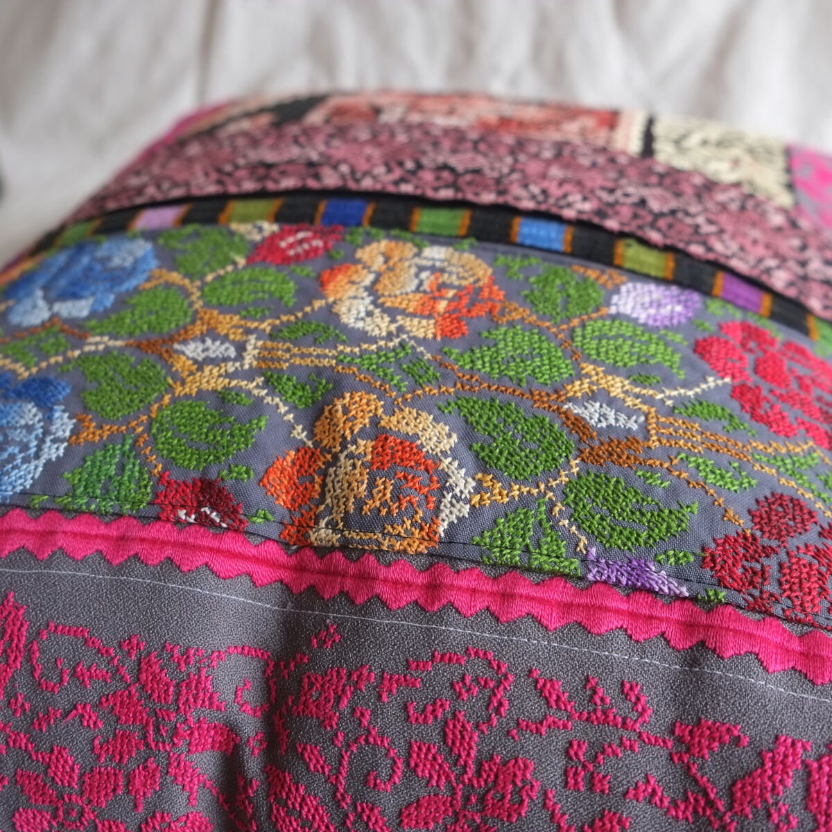 Upcycled hand embroidered cushion cover - Made in Ramallah - Palestine - product images  of 