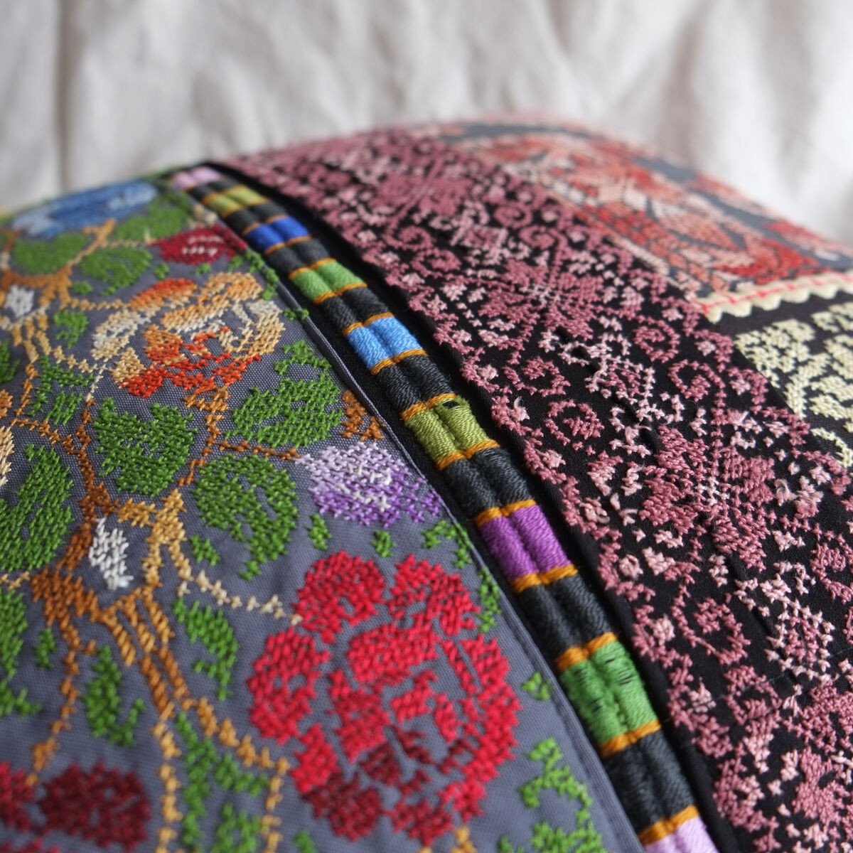 Upcycled hand embroidered cushion cover - Made in Ramallah - Palestine - product images  of 