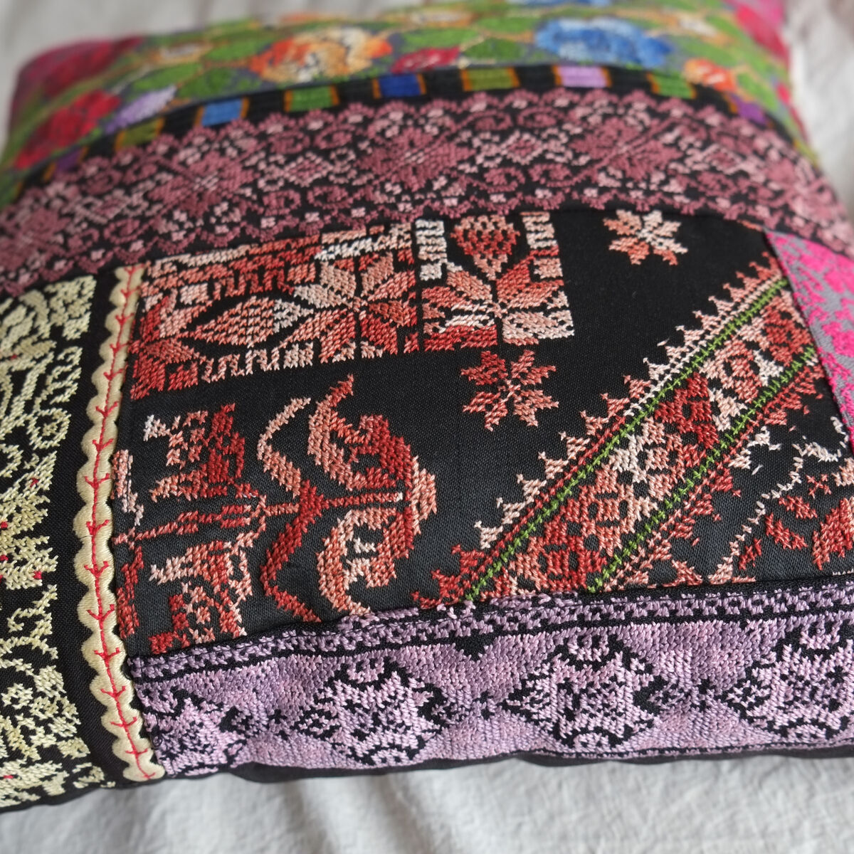 Upcycled hand embroidered cushion cover - Made in Ramallah - Palestine - product images  of 