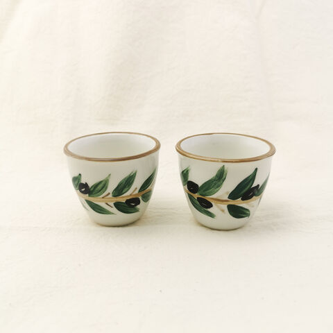 Zaytoun,sada,coffee,cup,set,-,Nisf,Jubeil,Ceramics,Arabic coffee cups, espresso cups, nisf Jubeil, Nisf Jbeil, نصف جبيل, فناجين قهوة سادة, made in Palestine, hand made ceramics, elbustan palestinian shop, palestinian products, palestinian business, 