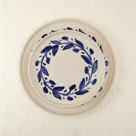 The,blue,olive,wreath,collection,-,Plates,Made,in,Palestine,made in Palestine, elbustan, Bethlehem, Hebron, Palestinian ceramics, mug, plate, cup , handmade