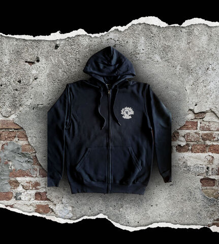 Classic,Logo,Zip,Hoodie,Front,and,Back,Detail,-,Black, Punk, Anti Nowhere League, Rock, Metal