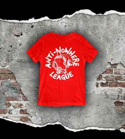 Classic,Logo,-,White,on,Red,T,Shirt,'We,Are,The,League',Reverse,Mens,T Shirt, Punk, Anti Nowhere League, Rock, Metal