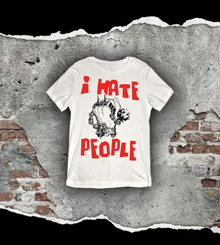 I,Hate,People,-,White,T,Shirt,'And,They,Me',on,Reverse,Mens,T Shirt, Punk, Anti Nowhere League, Rock, Metal