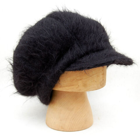 Handmade,,black,,slouchy,,hairy,wool,cap,in,natural,Alpaca,and,Mohair,faux-fur,,ZUTenzo,Slouchy hairy fur cap, Faux fur wool cap, Black winter cap, Womens newsboy cap, Mens wool cap, Mens rasta cap, wool slouchy cap, Mens peaked cap