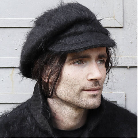 Handmade,,black,,slouchy,,hairy,wool,cap,in,natural,Alpaca,and,Mohair,faux-fur,,ZUTenzo,Slouchy hairy fur cap, Faux fur wool cap, Black winter cap, Womens newsboy cap, Mens wool cap, Mens rasta cap, wool slouchy cap, Mens peaked cap