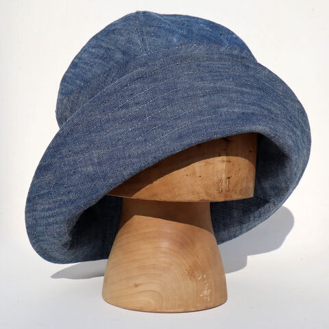 Japanese,Denim,Sun,hat,,Summer,Sou'Wester,ZUTgisèle,denim sun hat, Japanese denim hat, wide brimmed denim hat, sou'wester style denim hat