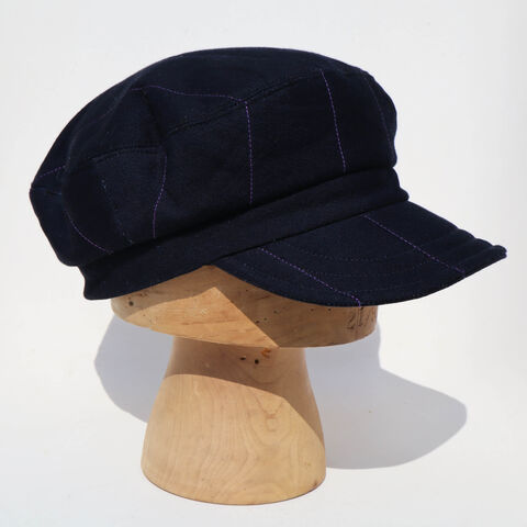 Quilted,Japanese,dark,denim,cap,with,large,brim-ZUToscar,Quilted denim cap, Accessories, Hats & Caps, Newsboy Caps Handmade denim cap Newsboy cap captains cap Dad hat hats women denim cap baker boy cap boho chic captain cap feminist gift boyfriend gift worker cap 