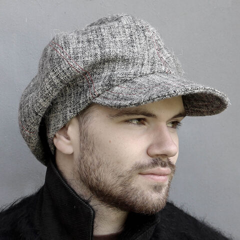 Grey,and,Black,Melange,Hairy,Tweed,custom,hat,ZUTenzo,,by,ZUThats,Slouchy textural wool tweed cap, Tweed cap, Black and white winter cap, Womens custom hat, Mens wool cap, Mens rasta cap, wool slouchy cap, Mens peaked cap