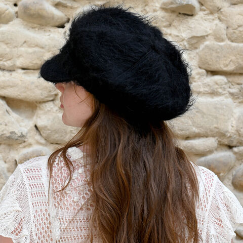Handmade,,black,,slouchy,,hairy,wool,cap,in,natural,Alpaca,and,Mohair,faux-fur,,ZUTenzo,Slouchy hairy fur cap, Faux fur wool cap, Black winter cap, Womens newsboy cap, Mens wool cap, Mens rasta cap, wool slouchy cap, Mens peaked cap