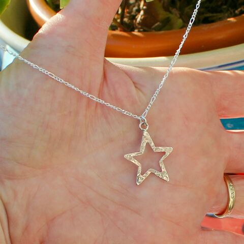 Textured,Star,pendant,necklace,Sterling silver star jewellery, silver jewellery creations U.K., cut out silver star pendant, gift wrapped, textured star necklace, 