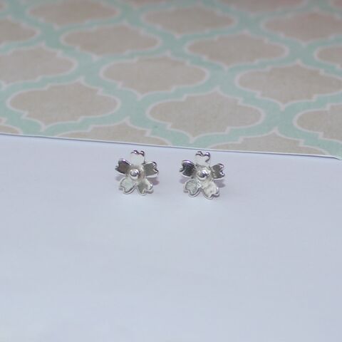 Sterling,silver,flower,stud,earrings,Handmade flower ear studs, sterling silver jewellery U.K., silver flower earrings, floral designs, gift boxed, 