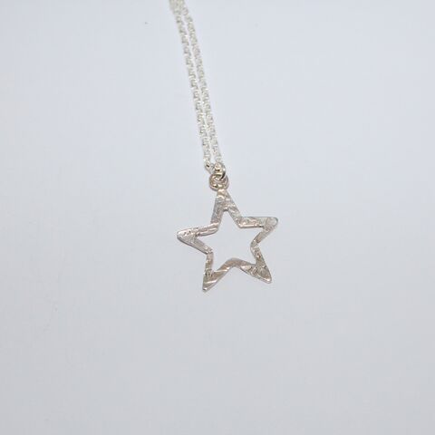 Textured,Star,pendant,necklace,Sterling silver star jewellery, silver jewellery creations U.K., cut out silver star pendant, gift wrapped, textured star necklace, 