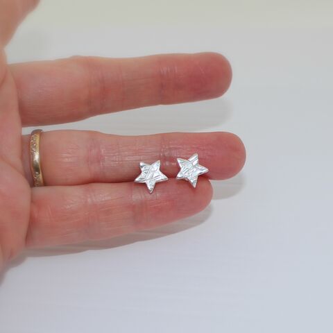 Silver,textured,Star,shaped,stud,earrings,Star jewellery U.K., sterling silver earrings studs, star shaped jewellery, gift wrapped, 