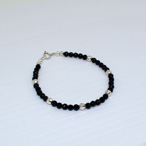 Black,Onyx,beaded,bracelet,Black Onyx jewellery, silver bracelets, sterling silver jewellery U.K., gift wrapped, faceted Onyx beads