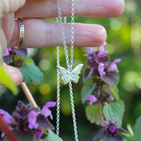 Silver,Butterfly,pendant,necklace,Silver jewellery. U.K., handmade silver pendants, butterfly design jewellery, eco silver, gift boxed