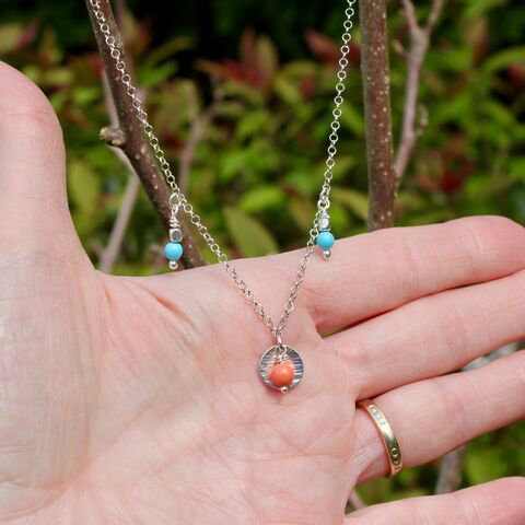 Silver,disc,charm,necklace,Sterling silver chain necklace, Swarovski crystal pearl charms, silver with Swarovski pearls, handmade jewellery, gift wrapped, 