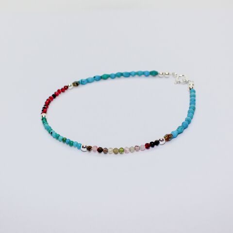 Sterling,silver,mixed,gem,bracelet,Handmade silver bracelet, gemstone bead jewellery, gemstone mix bracelet, colourful bracelet, gemstone jewellery, beaded jewellery, turquoise, garnet, tourmaline, gift wrapped
