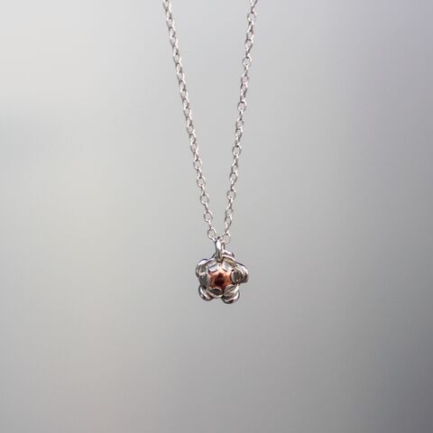 Silver,and,copper,blossom,pendant,necklace,Handmade jewellery U.K., silver and copper, flower jewellery, silver flower necklace, handcrafted designs, 
