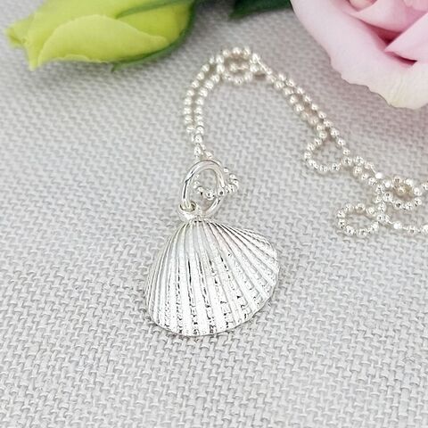 Petite,Cockle,Pendant,Handmade sterling silver cockle shell necklace, handcrafted silver cockle shell necklace , artisan silver cockle shell pendant, handmade in scotland