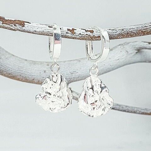 Tide,Mark,gift for her silver earrings  everyday earrings silver  minimalist jewellery gift  timeless silver earrings handcrafted sterling silver huggie earrings  small textured silver hoop earrings  minimalist silver drop huggies  lightweight silver everyday earri