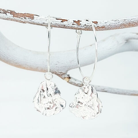 Molten,wave,hoops,sterling silver hoop earrings, silver hoops 20mm, small silver hoop earrings, minimalist silver earrings, dainty silver hoops, everyday silver earrings, lightweight hoop earrings, sculptural silver earrings, organic shape earrings, molten silver earrings