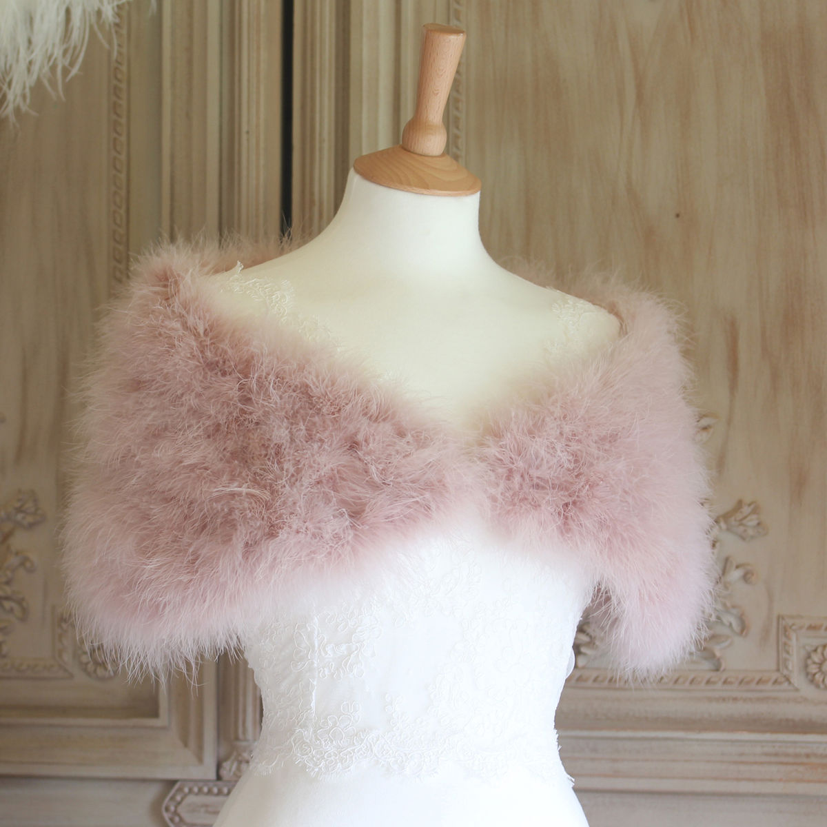 Blush pink best sale fur wrap