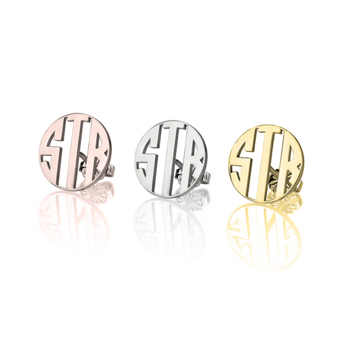 Monogrammed Earrings Studs Jurnees Path Craft N Company Capital Monogrammed Earrings Studs Name Plate Bracelet Gold