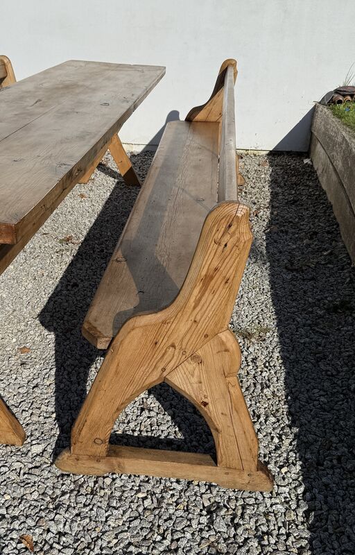Large Vintage Pine Large Refectory Table With Two Pew Style Benches - product images  of 