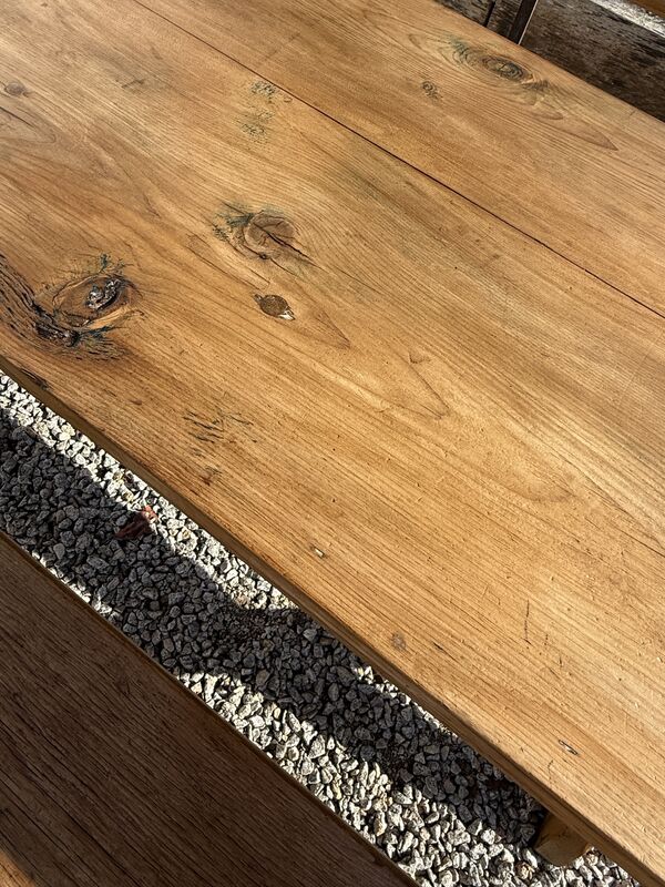 Large Vintage Pine Large Refectory Table With Two Pew Style Benches - product images  of 